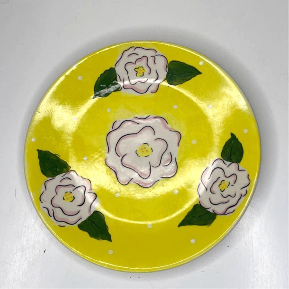 Fleurtations By Heather Outlaw For The Essex Collection Yellow Floral 8 in Plate